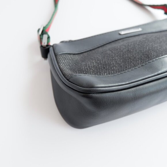 Authentic Preowned Gucci Black Denim/ Leather Sherry Line Micro Shoulder Bag - Picture 4 of 16